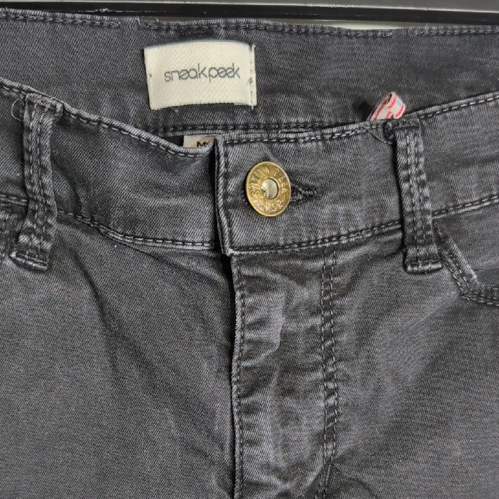 Sneak Peek Dark Jean Shorts with Ripped Accents - Picture 2 of 10
